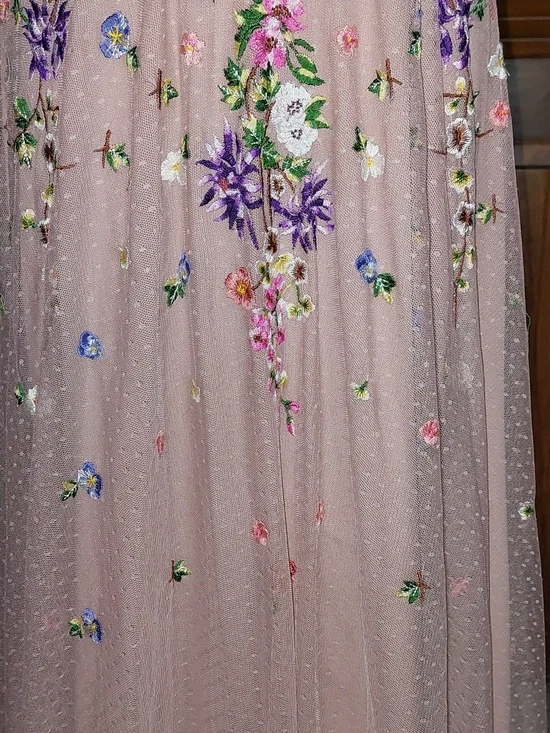 ASOS Dusty Pink Floral Embroidered Dobby Mesh Cami Strap Maxi Dress Sz 8 - Picture 9 of 15